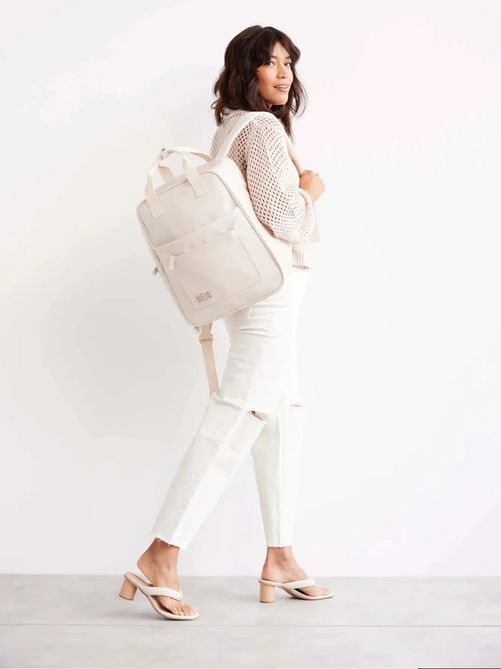 BÉIS The Expandable Backpack in Beige